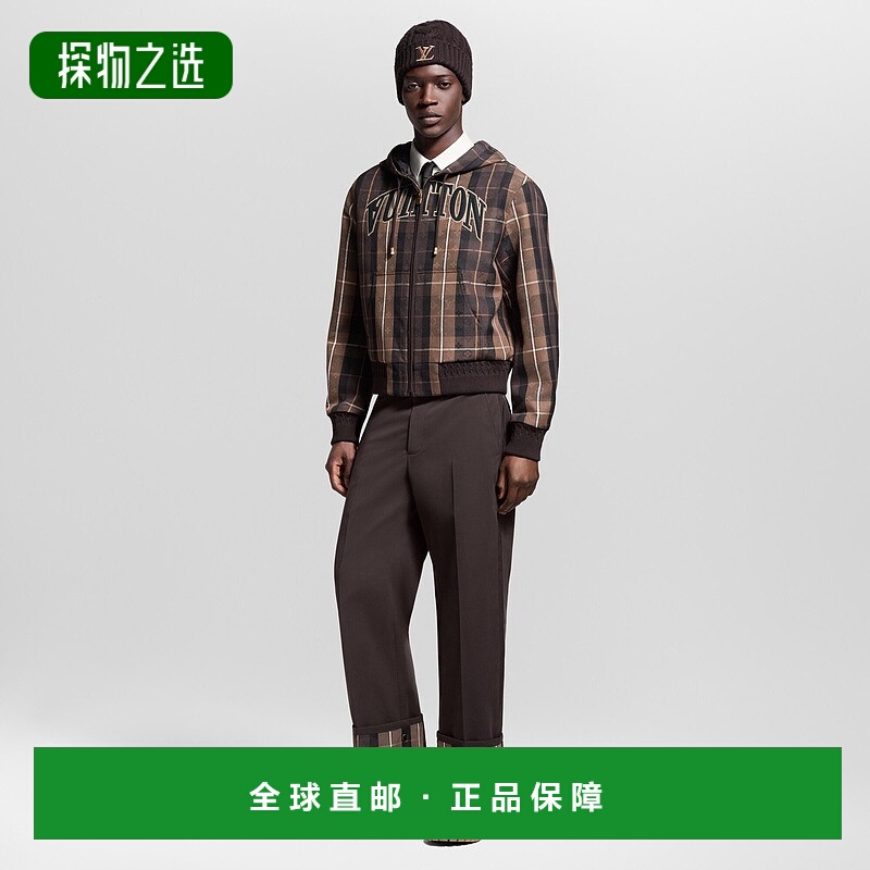 1h可退 欧洲直邮LV路易威登 男士深棕色棉老花图案长裤