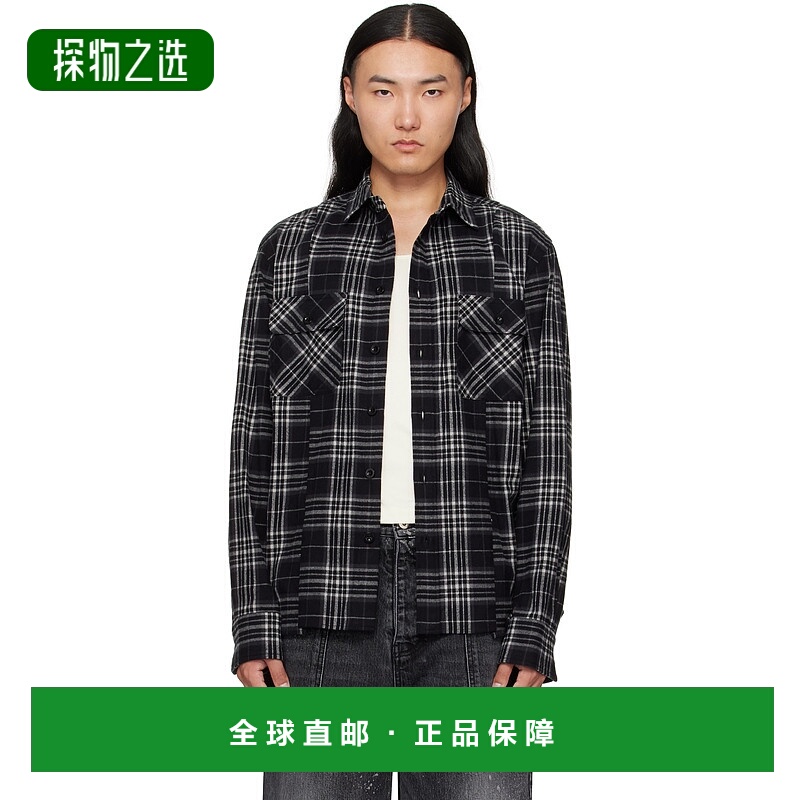 1h可退 香港直邮Sacai 男士 黑色 Plaid Flannel 衬衫 2503827M