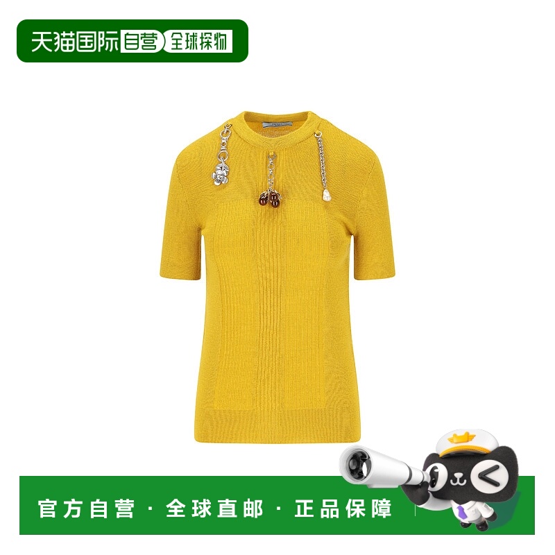 1h可退 香港直邮Prada 普拉达 女士 深色黄色毛线衫 P24V2L17ZE