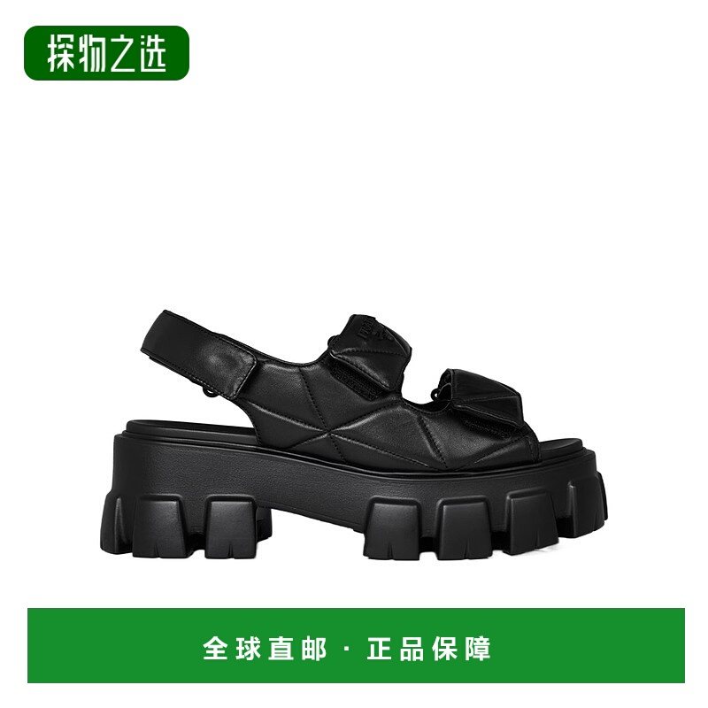 香港直邮Prada Monolith 徽标平底凉鞋 230478