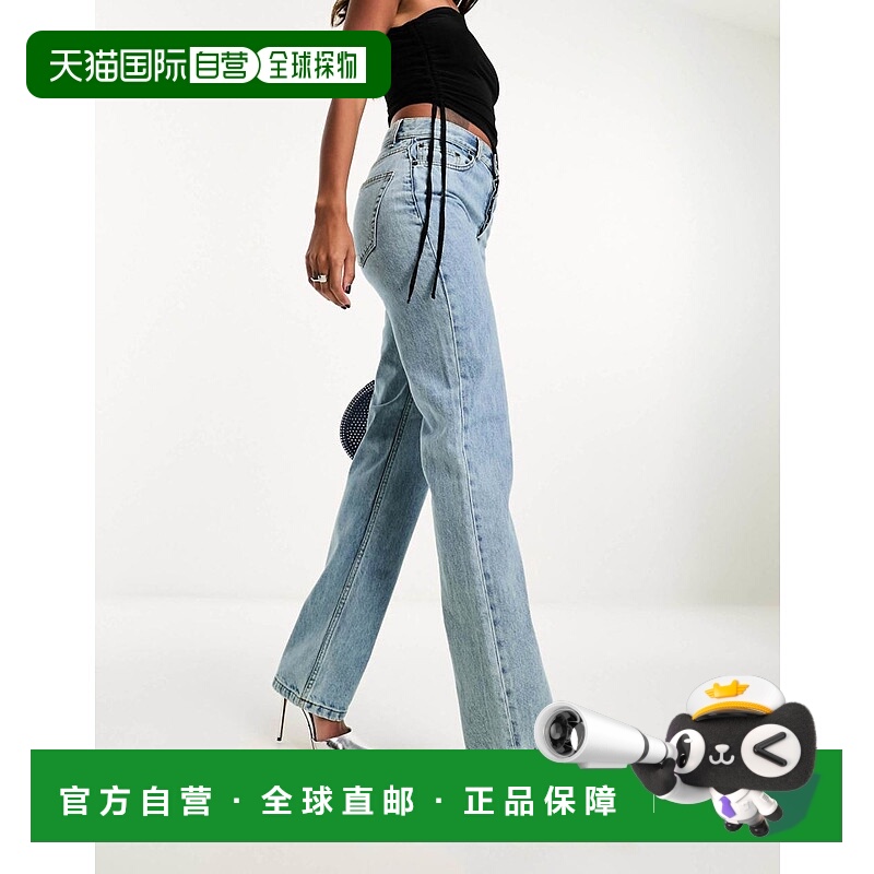 1h可退 香港直邮ASOS 女士 lightwash 设计中腰直筒复古牛仔裤