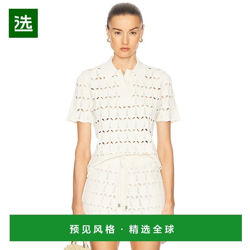 1h可退 香港直邮ZIMMERMANN 女士 Rhiannon 网眼提花Polo衫 3450T,女装/女士精品,POLO衫,淘宝优惠券,粉丝福利购,淘宝优惠卷