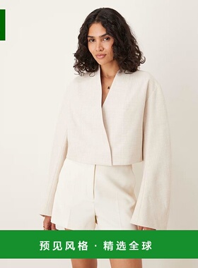 1h可退 香港直邮ASOS 女士 moulded 设计宽松款袖石头色人字纹西