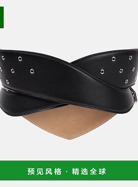 1h可退 香港直邮Alaïa 女士 穿孔皮带腰带 black黑色 舒适时尚