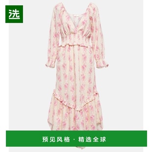 1h可退 香港直邮LOVESHACKFANCY 女士 Firefly 花朵棉质中长连衣
