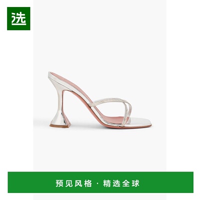 1h可退 香港直邮Amina Muaddi 女士 Henson 精饰光面皮凉拖 HENSO
