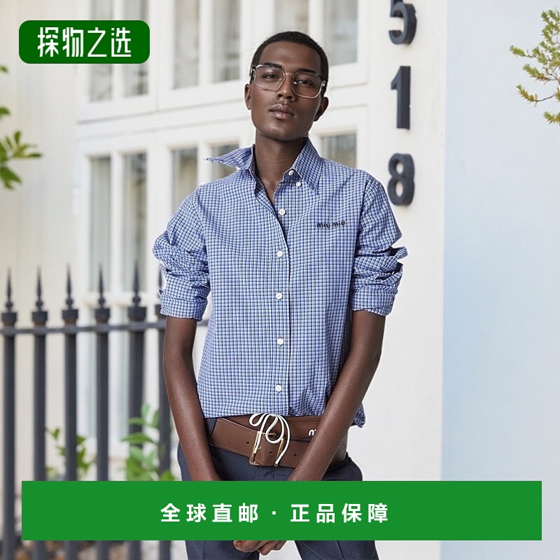 欧洲直邮MIU MIU(缪缪) 24上新 格子衬衫舒适流行穿搭百搭高级感