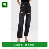 舒适时尚 1h可退 开叉牛仔裤 black黑色 香港直邮AREA 女士