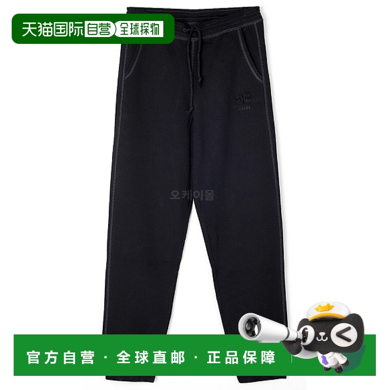韩国直邮GANNI 黑色 ISOLI 翻边裤 (T3563 099) 训练裤休闲裤