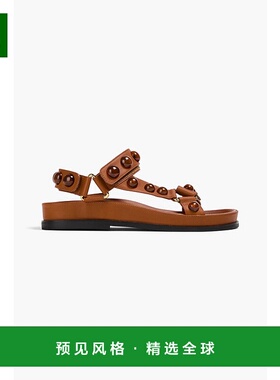 1h可退 香港直邮Sandro 女士 精饰皮质凉鞋 SFACH01129AMBRE