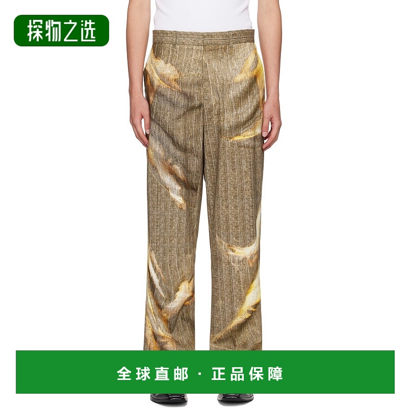 1h可退 香港直邮Y PROJECT 男士 驼色日照褪色长裤 201PA002