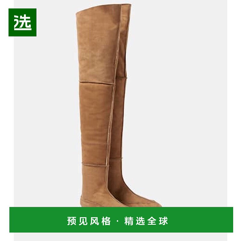 1h可退 香港直邮The Row 女士 Awar 绒面革过膝靴子 brown棕色 舒