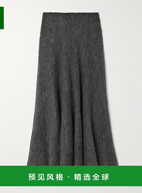 1h可退 香港直邮Alaïa 女士 褶裥马海毛混纺中长半身裙 AA9J2419K