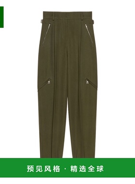 香港直邮GIVENCHY 女士休闲裤 BW518X164D305 SS2026 绿色 拉链休