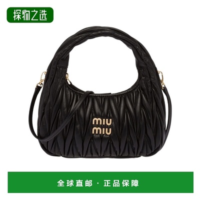 香港直邮Miu Miu Wander 马特拉塞凸纹纳帕皮半月形包 5BC125AN88