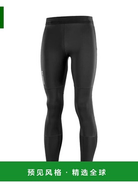 欧洲直邮Salomon萨洛蒙 COLLANT CROSS RUN男士黑色休闲裤紧身裤