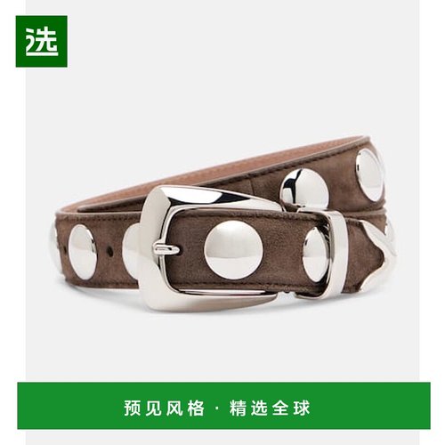 1h可退 香港直邮KHAITE 女士 Benny 铆钉皮带腰带 brown棕色 舒适
