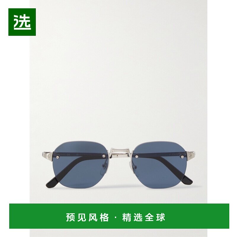 1h可退 香港直邮CARTIER 卡地亚 男士 银色太阳镜 CT0459S