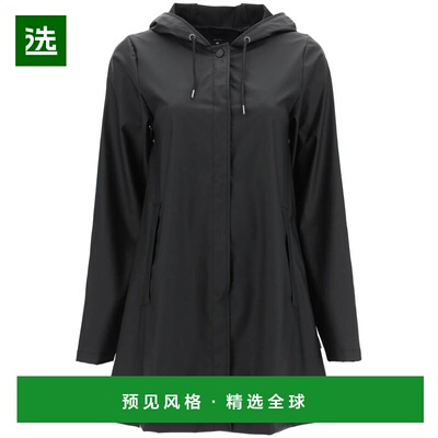 香港直邮RAINS 女士外套 18050BLA AW2025 黑色 长袖连帽雨衣