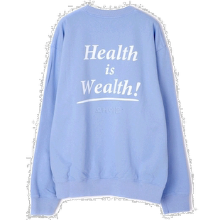 韩国直邮Sporty&Rich Health Is Wealth 圆领毛衣 - 长春花色/白