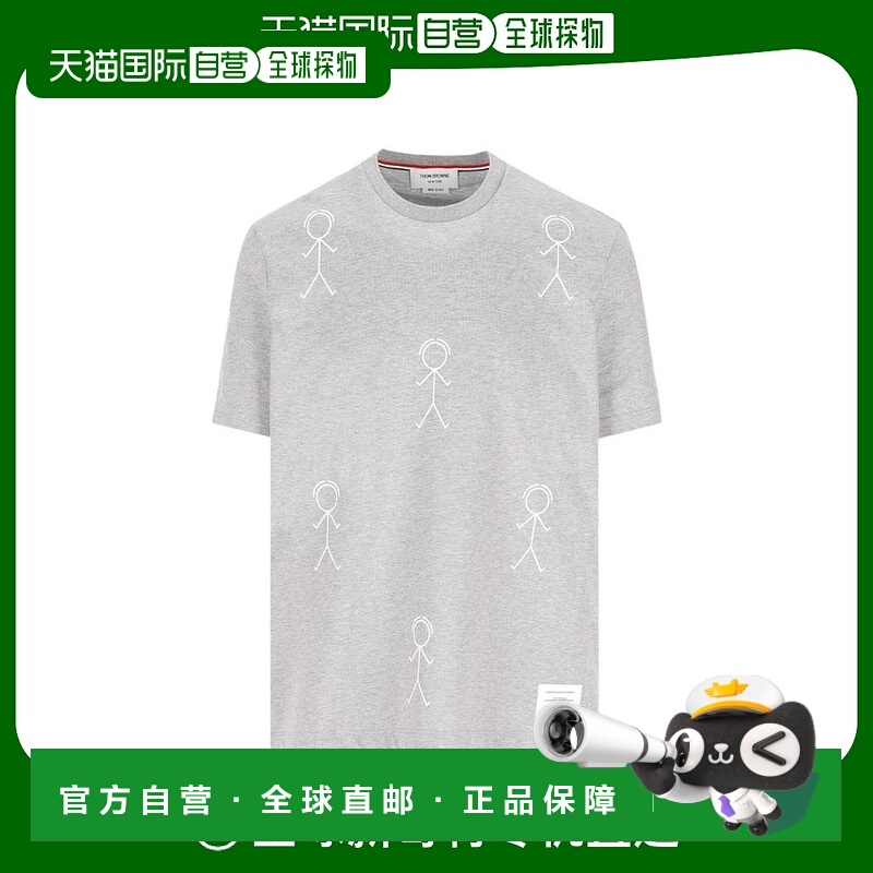 香港直发Thom Browne汤姆·布朗男士灰色徽标短袖T恤MJS164A07656