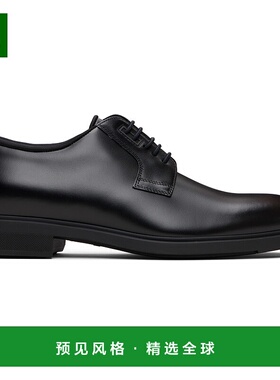 1h可退 香港直邮BOSS 波士 男士 黑色 Piped Trims Leather 德比