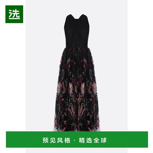 香港直邮DIOR 连衣裙 迪奥 花朵刺绣薄纱长款 021R11A 女士 1h可退