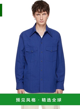 香港直邮Lemaire 男士 蓝色 Western 衬衫 SH1193LF1475