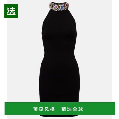 1h可退 香港直邮AREA 女士 水晶装饰迷你连衣裙 black黑色 舒适时