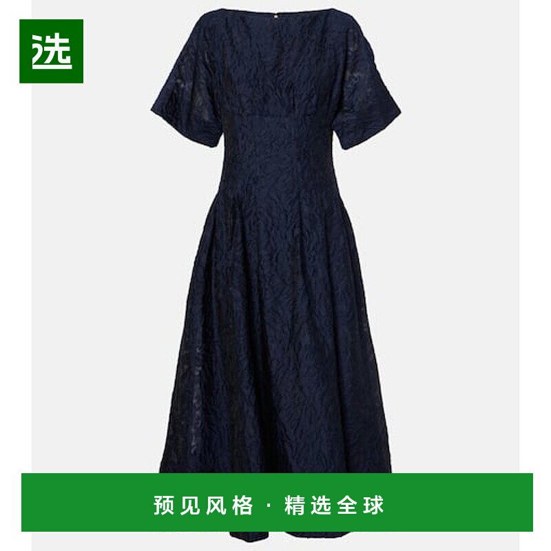 1h可退 香港直邮Simkhai 女士 Rosalie 提花中长连衣裙 blue蓝色