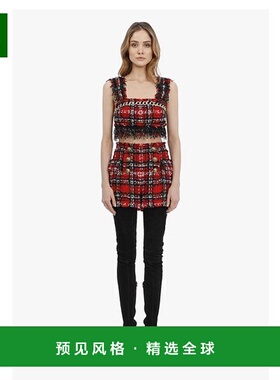 香港直邮Balmain 王霏霏同款 格子呢短裤休闲 休闲裤UF15002W076