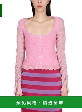 1h可退 香港直邮CORMIO 女士 荷叶边袖针织开衫 ELENA pink粉色