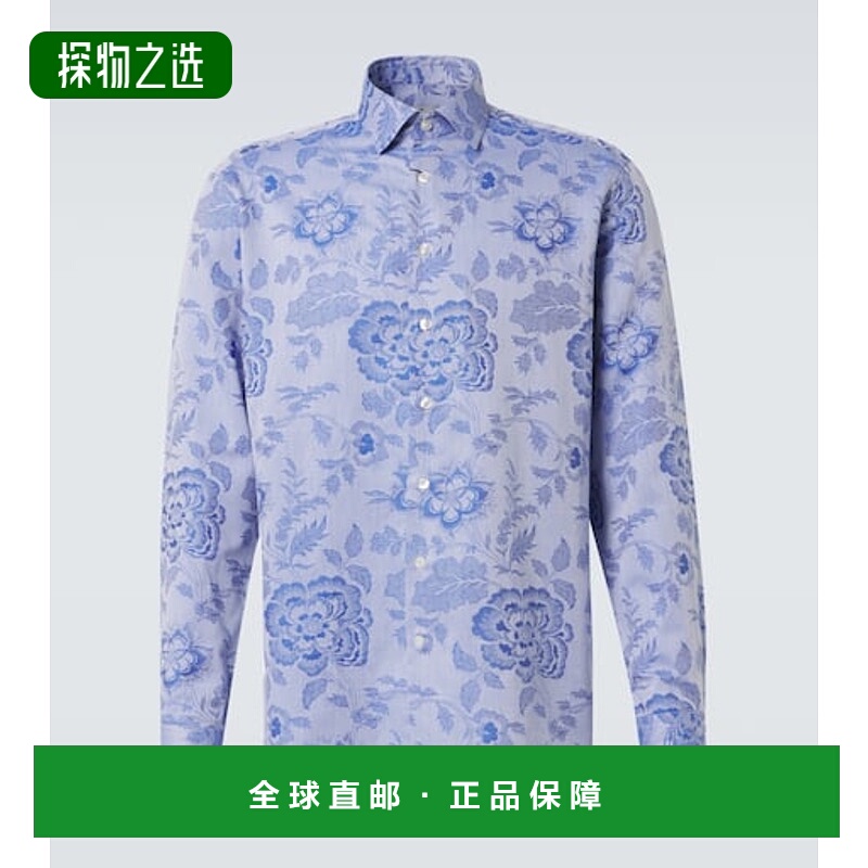 香港直邮Etro 艾特罗 男士 佩斯利提花衬衫 blue蓝色 舒适时尚