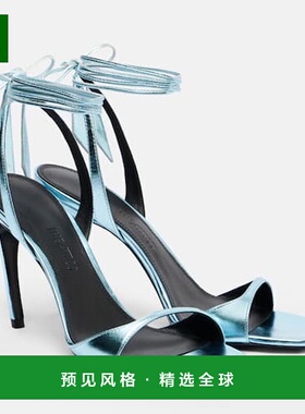 1h可退 香港直邮The Attico 女士 Ora 95 皮质露跟凉鞋 green绿色