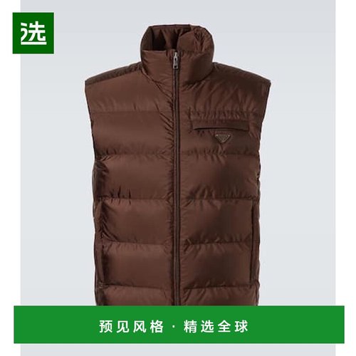 1h可退 香港直邮Prada 普拉达 男士 Re-Nylon 羽绒马甲 brown棕色