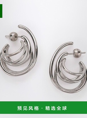 1h可退 香港直邮Panconesi 女士 环形色调耳环(银色) S26EA027P