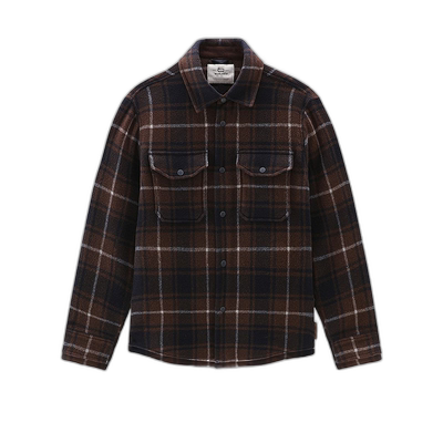 欧洲直邮WOOLRICH 23年新款 Alaskan系列 男士棕色棉混纺格纹