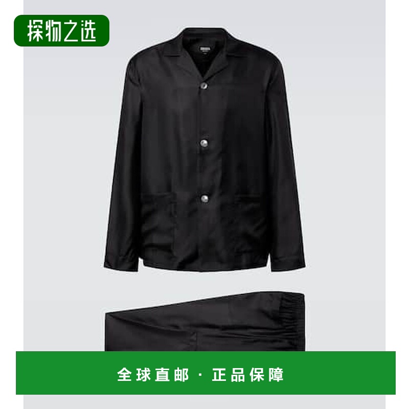香港直邮zegna 杰尼亚 男士 真丝睡衣 black黑色 舒适时尚