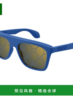 1h可退 香港直邮Gucci 古驰 男士 几何框太阳镜 GG1570S blue蓝色