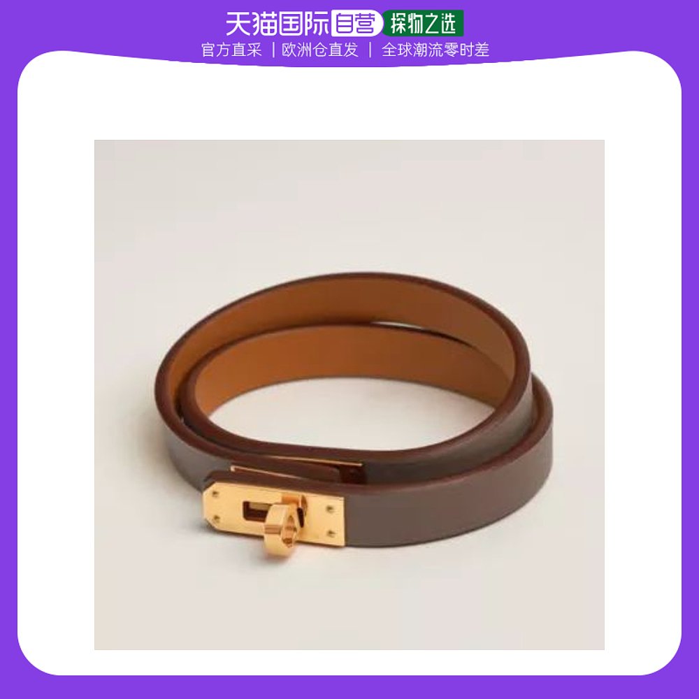 欧洲直邮Hermes爱马仕女士手镯棕色迷你凯利双圈简约精致耐磨日常