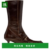 靴 1h可退 舒适优雅修 女鞋 时装 美国直邮 Miista棕色Halle靴子