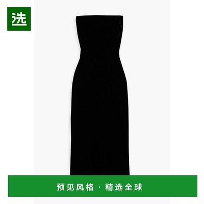 1h可退 香港直邮VERONICA BEARD 女士 花朵抹胸天鹅绒中长连衣裙