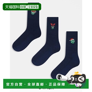 sprout 男士 设计圣诞袜子 三件套 1h可退 海军蓝 香港直邮ASOS