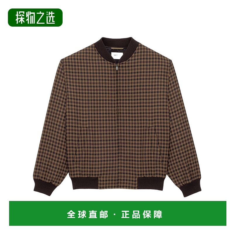 香港直邮Saint Laurent CASSANDRE 羊毛格纹飞行员夹克 843358Y3J