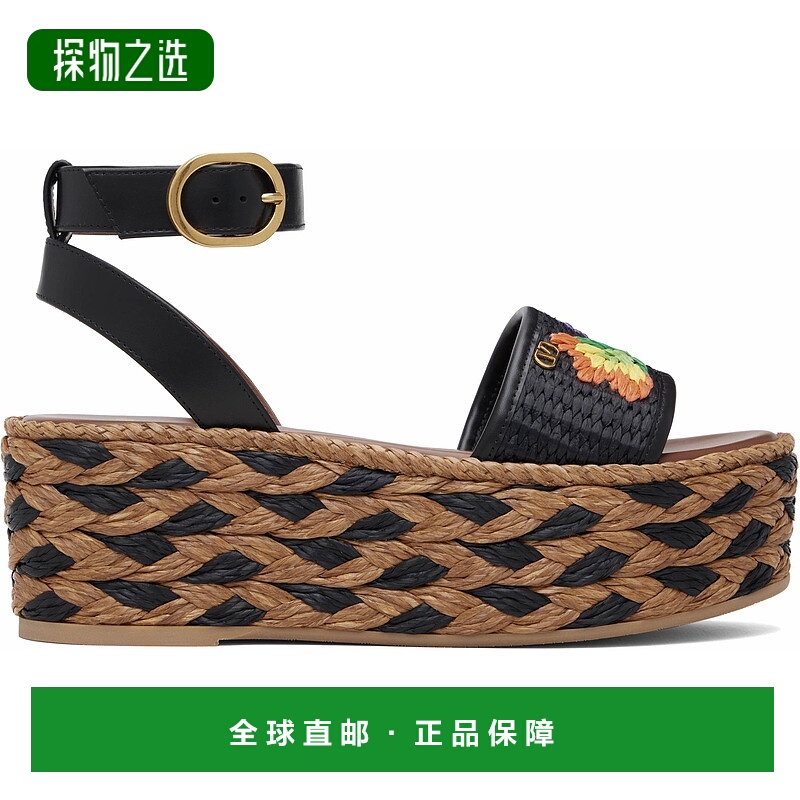 香港直邮valentino 华伦天奴 女士 黑色草编鞋 7W2S0MS3FYR