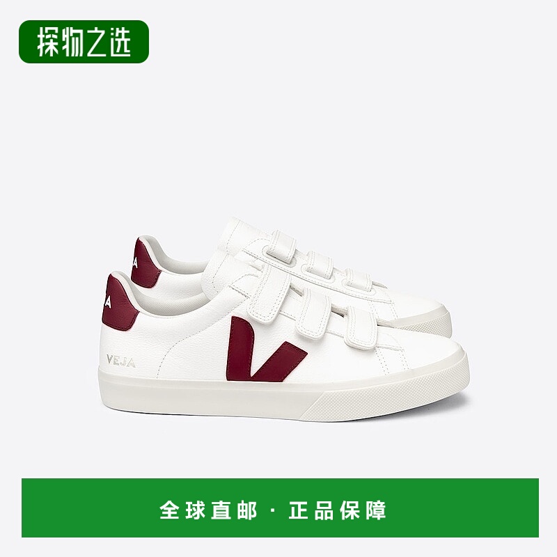 欧洲直邮VEJA Recife系列白色/玛莎拉酒红色皮革V标识运动鞋