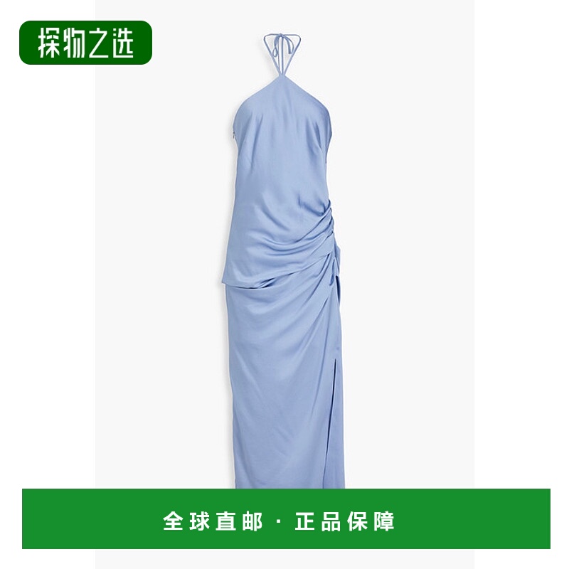 香港直邮Simkhai 女士 Hansel 垂褶缎面绉纱挂脖中长连衣裙 12410