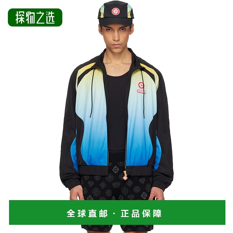 香港直邮Casablanca 男士 黑色 & 蓝色 Football Windbreaker 夹