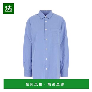 1h可退 香港直邮Tekla 女士 蔚蓝蓝色府绸宽松款睡衣 POPPYJLONSH