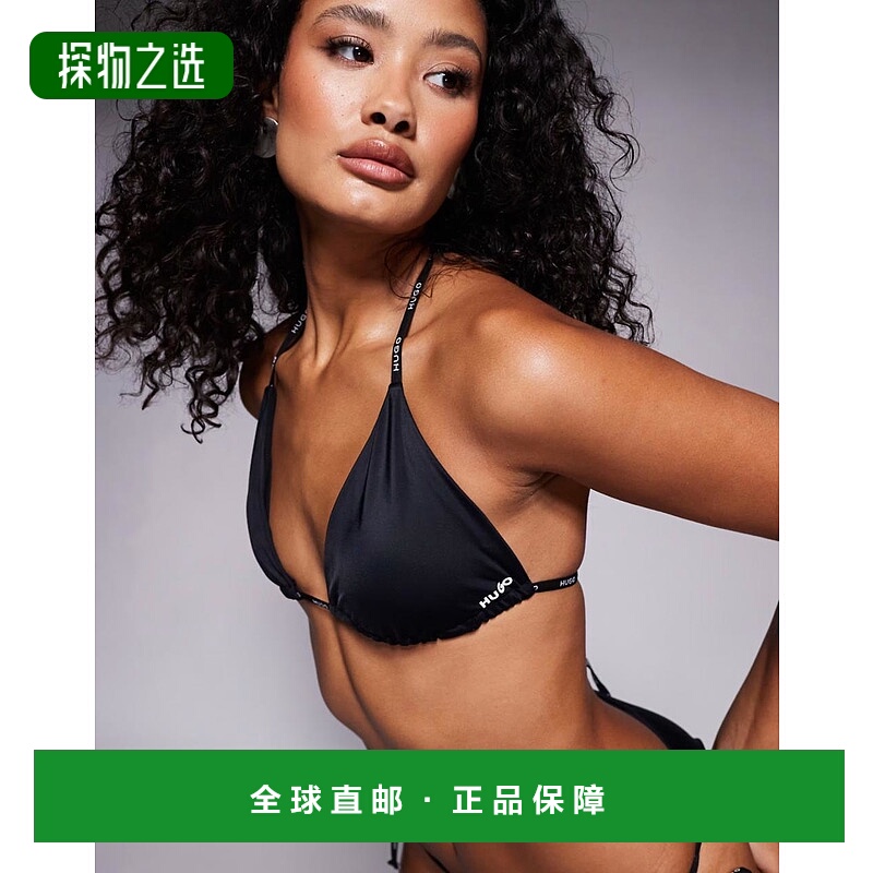 香港直邮boss 女士 Hugo co-ord 红色带Logo细带三角比基尼上装()